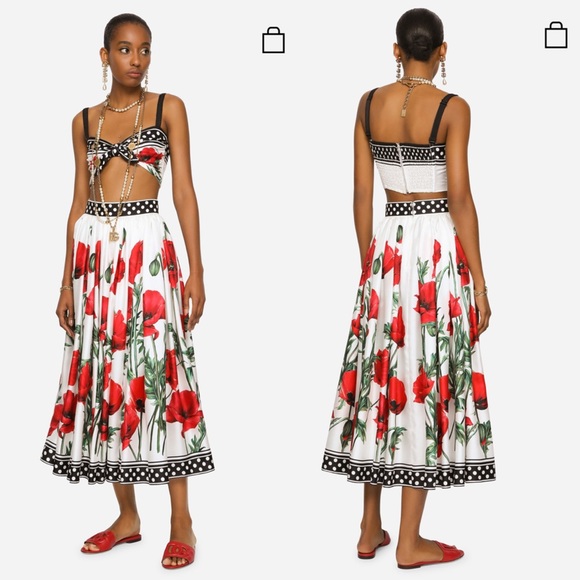 Dolce & Gabbana Poppy Print Bralette and Skirt Set - Picture 4 of 10